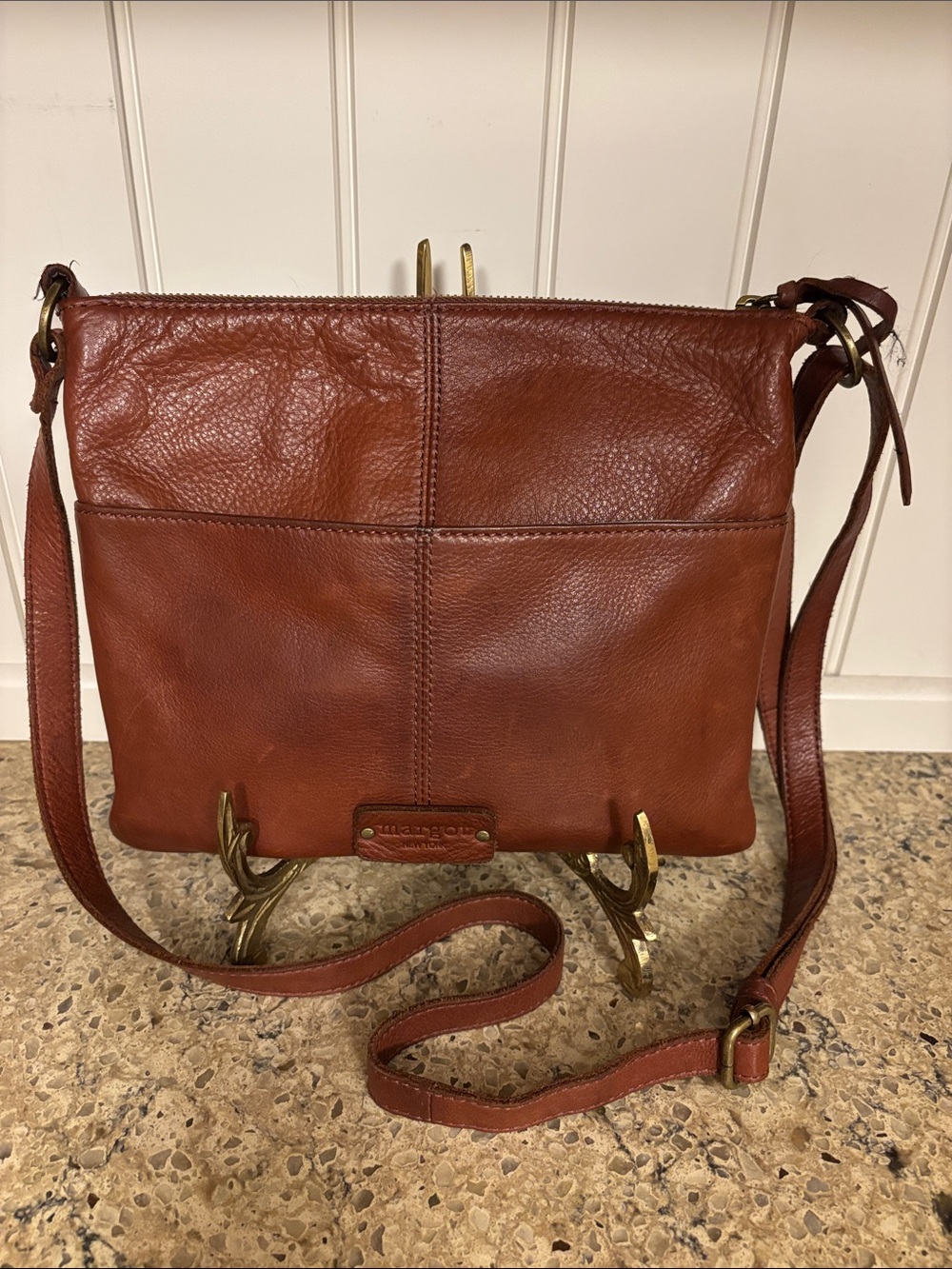 margot Leather Crossbody Bag in Rustic Brown